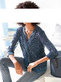 Designer-Shirtjacke mit Spitze blau