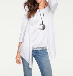 Designer-Shirtjacke mit Spitze weiß