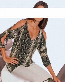 Designer-Snakeprint-Shirt schwarz-bunt