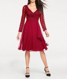 Designer-Spitzen-Chiffonkleid rot