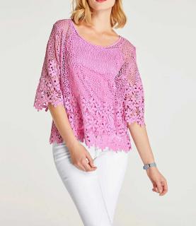 Designer-Spitzenbluse + Top softpink