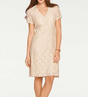 Designer-Spitzenkleid champagner