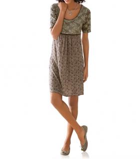 Designer-Spitzenkleid khaki-taupe