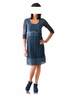 Designer-Spitzenkleid marine