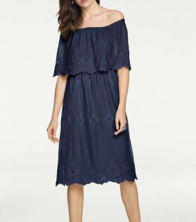 Designer-Spitzenkleid marine