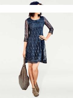 Designer-Spitzenkleid nachtblau