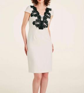 Designer-Spitzenkleid offwhite-schwarz