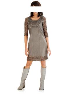 Designer-Spitzenkleid taupe