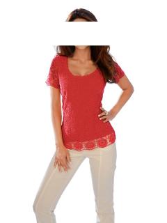 Designer-Spitzenshirt koralle