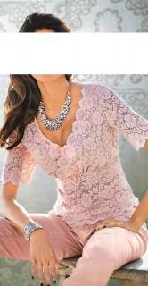 Designer-Spitzenshirt rosé