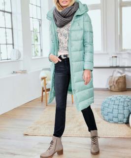 Designer-Steppmantel mitKapuze kalkmint