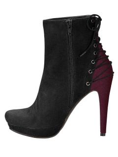 Designer-Stiefelette schwarz-bordeaux