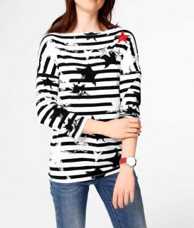 Designer-Streifenshirt weiß-schwarz