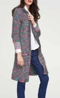 Designer-Strickjacke mitKapuze bunt