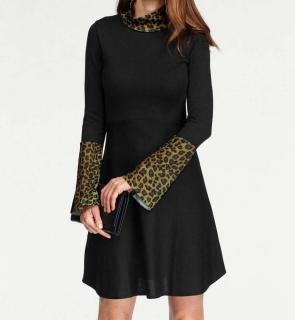 Designer-Strickkleid schwarz-leo