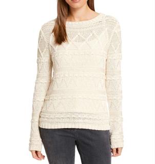 Designer-Struckturmuster-Pullover champagner