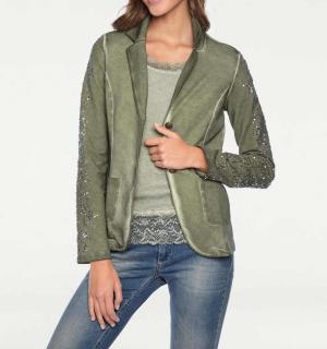 Designer-Sweatblazer mit Pailletten oliv