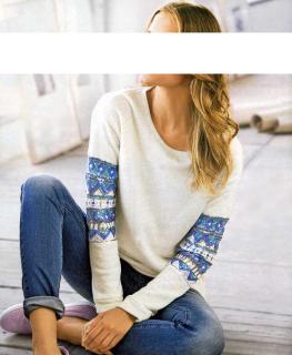 Designer-Sweatshirt mit Pailletten ecru