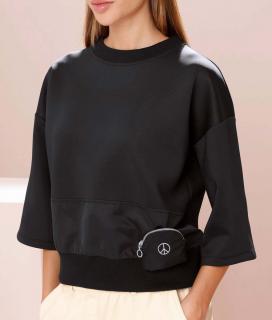 Designer-Sweatshirt mit Tasche schwarz