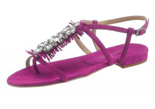 Designer-Velourslederdianette mit Strass pink