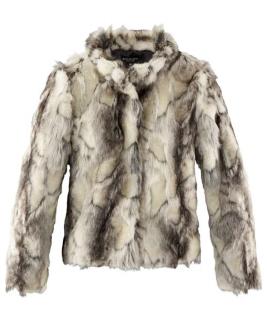 Designer-Webpelzjacke grau-ecru