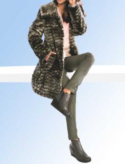 Designer-Webpelzmantel taupe