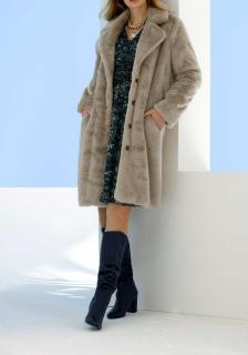 Designer-Webpelzmantel taupe