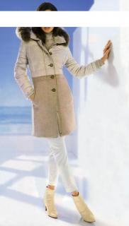 Designer-Woll-Steppmantel offwhite