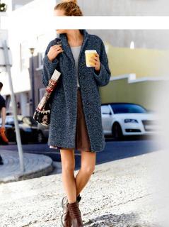 Designer-Wollfischgratmantel blau