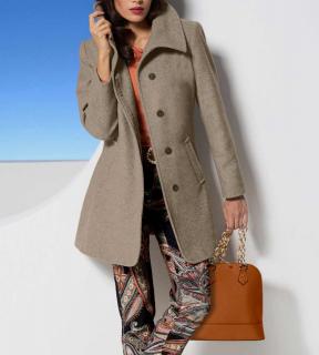 Designer-Wollmantel taupe-champagner