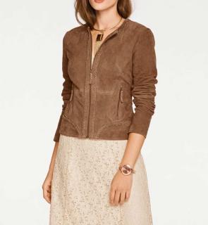 Designer-Ziegenvelourslederjacke cognac