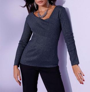 Effektgarn-Dekolleté-Pullover marine