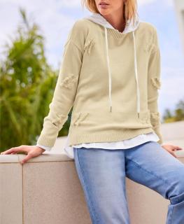 Feinstrickpullover mit Fransenmuster sand