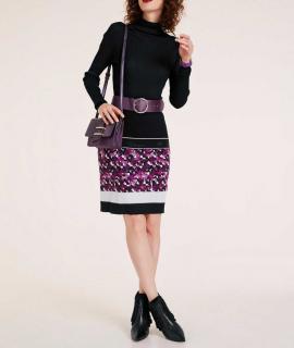 Feinstrickrock mit Strass schwarz-lila-bunt