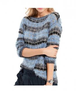 Flausch-Pullover blau-grau