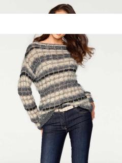 Flausch-Pullover grau-creme