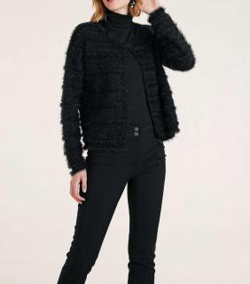 Flausch-Strickjacke schwarz