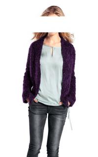 Flauschstrickjacke lila-geflammt