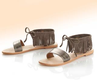 Fransen-Sandalette taupe