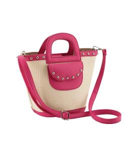 Handtasche mitNietenverzierung natur-pink