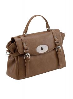 Handtasche mitdekorativen Zierschnallen camel