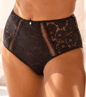 High-Waist-Spitzen-Slip mit Glitzeraccessoire schwarz
