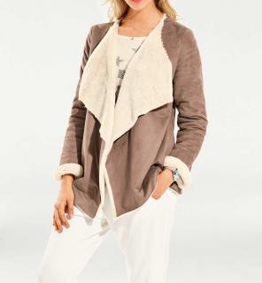 Jacke mit Webpelzfutter taupe