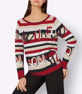 Jacquard-Pullover rot-schwarz-bedruckt