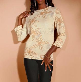 Jacquard-Pullover sand-champagner-gemustert