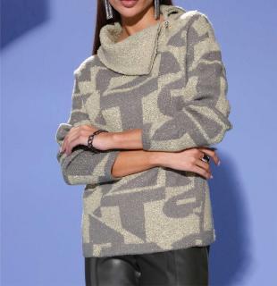 Jacquard-Pullover sand-grau