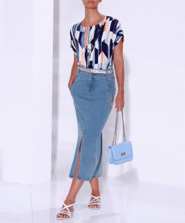 Jeans-Rock mit Strass blue-bleached