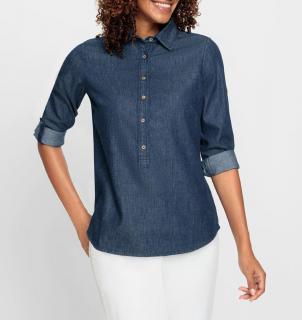 Jeansbluse mit Kellerfalte blue-stone-washed