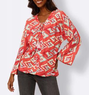 Jersey-Bluse mit Printdessin koralle-mint