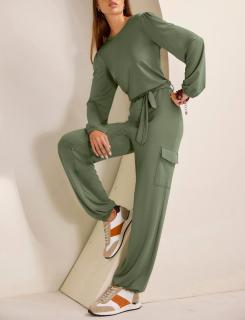 Jersey-Jumpsuit mit Cargo-Taschen khaki